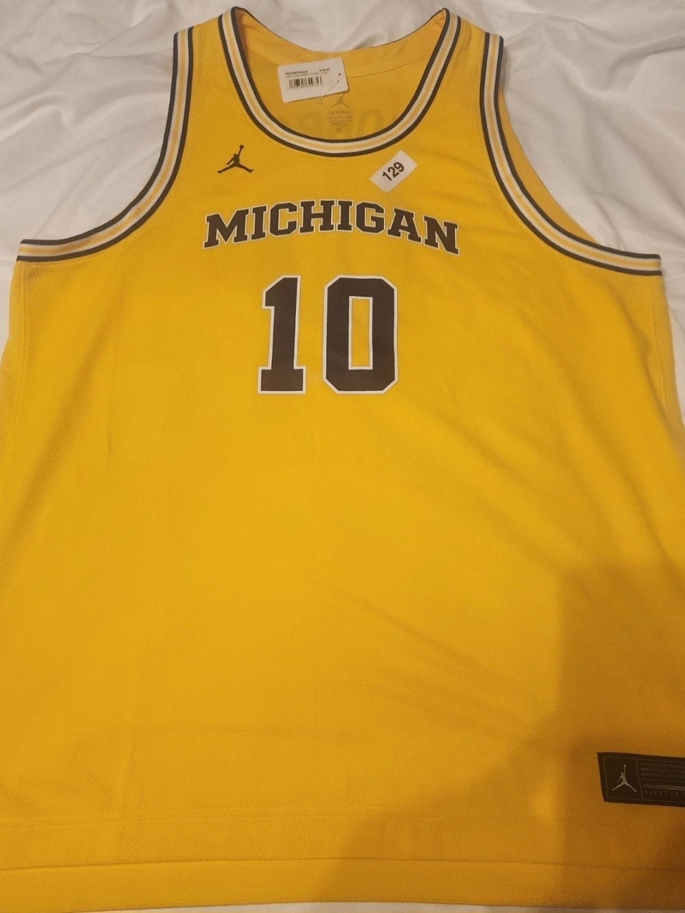 Jordan Yellow Michigan #10 Basketball Jersey Jordan Hobbs XXL